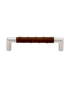 Tirador Norma 12 - Acero inoxidable / Cuero marrón trenzado - Beslag Design